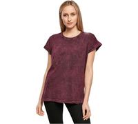 Build Your Brand Ladies Acid Washed Extended Shoulder Tee, T-Shirt Donna, Berry Black, L