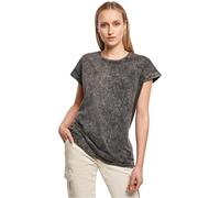 Build Your Brand Ladies Acid Washed Extended Shoulder Tee, T-Shirt Donna, DarkGrey White, M