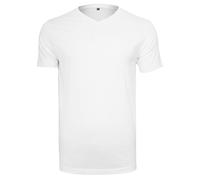 Build your Brand Maglietta da Uomo con Scollo a V, con Scollo a V, Disponibile in Diversi Colori, Taglie S - 5XL, Bianco, S