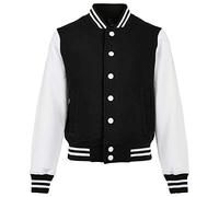 Build Your Brand Organic Kids Sweat College Jacket, Giacca Ragazzi Unisex, Black/White, 146/152