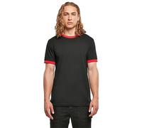 Build your Brand tè Ringer T-Shirt, Black/Cityred, XL Uomo
