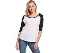 Build Your Brand Tea Raglan da Donna a 3/4 a Contrasto T-Shirt, Bianco, M