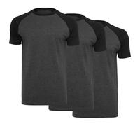 Build Your Brand Uomo Raglan Contrast Tee 3-Pack T-Shirt Not Applicable, Multicolore (Cha/Blk 00314), Medium