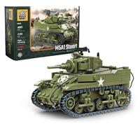Buildarmy WW2 USA M5A1 Stuart Light Tank Brick Model Building Block 460pcs