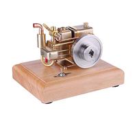 BuildCubes Kit di Costruzione del Modello di Motore a Combustione, Kit Motore Mini 1,6 cc Motore a Benzina Raffreddato ad Acqua a Quattro Tempi con Base in Legno, Kit Motore per Regali per Adulti