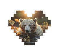 Building Block Puzzle Bear Crossing The River Puzzle di mattoni personalizzati per adulti Mattoni da costruzione Puzzle 3D Blocchi di cuore Puzzle Mattoni Novità Mattoni Puzzle per la decorazione