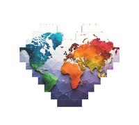 Building Block Puzzle Colore Mappa del mondo Personalizzato Blocco di mattoni Puzzle per Adulti Mattoni da costruzione Puzzle 3D Blocchi di Cuore Puzzle Mattoni Novità Mattoni Puzzle per la