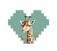 Building Block Puzzle Giraffa con Fiori Puzzle di mattoni personalizzati per adulti Mattoni da costruzione Puzzle 3D Blocchi di cuore Puzzle Mattoni Novità Mattoni Puzzle per la decorazione domestica