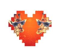 Building Block Puzzle Giraffa Indossare Occhiali da sole Puzzle personalizzati Blocco di mattoni per adulti Mattoni da costruzione Puzzle 3D Blocchi di cuore Puzzle Mattoni Novità Mattoni Puzzle per