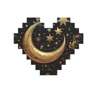Building Block Puzzle Golden Stars and Moon Puzzle di mattoni personalizzati per adulti Mattoni da costruzione Puzzle 3D Blocchi di cuore Puzzle Mattoni Novità Mattoni Puzzle per la decorazione
