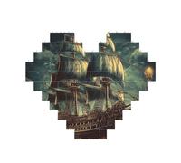 Building Block Puzzle Nautico Vintage Vela Nave Pirata Personalizzato Blocco di Mattoni Puzzle per Adulti Mattoni da Costruzione Puzzle 3D Cuore Blocchi Puzzle Mattoni Novità Mattoni Puzzle per