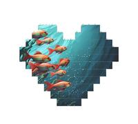 Building Block Puzzle Pesce Acquario Puzzle di mattoni personalizzati per adulti Mattoni da costruzione Puzzle 3D Blocchi di cuore Puzzle Mattoni Novità Mattoni Puzzle per la decorazione domestica
