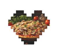Building Block Puzzle Pizza con funghi e pomodori Puzzle di mattoni personalizzati per adulti Mattoni da costruzione Puzzle 3D Blocchi di cuore Puzzle Mattoni Novità Mattoni Puzzle per la decorazione