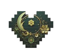 Building Block Puzzle Ramadan su carta da parati verde Puzzle di mattoni personalizzati per adulti Mattoni da costruzione Puzzle 3D Blocchi di cuore Puzzle Mattoni Novità Mattoni Puzzle per la