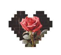 Building Block Puzzle Rose rosse e amore Puzzle di mattoni personalizzati per adulti Mattoni da costruzione Puzzle 3D Blocchi di cuore Puzzle Mattoni Novità Mattoni Puzzle per la decorazione domestica