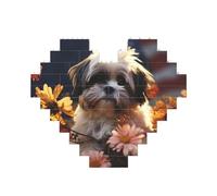 Building Block Puzzle Shih Tzu Cane e Fiori Puzzle di mattoni personalizzati per adulti Mattoni da costruzione Puzzle 3D Blocchi di cuore Puzzle Mattoni Novità Mattoni Puzzle per la decorazione