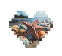Building Block Puzzle Stella marina colorata sulla spiaggia Puzzle di mattoni personalizzati per adulti Mattoni da costruzione Puzzle 3D Blocchi di cuore Puzzle Mattoni Novità Mattoni Puzzle per la