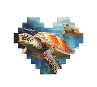 Building Block Puzzle Tartaruga Nuoto nel mare Puzzle di mattoni personalizzati per adulti Mattoni da costruzione Puzzle 3D Blocchi di cuore Puzzle Mattoni Novità Mattoni Puzzle per la decorazione