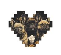 Building Block Puzzle Tre Bulldog francesi Puzzle di mattoni personalizzati per adulti Mattoni da costruzione Puzzle 3D Blocchi di cuore Puzzle Mattoni Novità Mattoni Puzzle per la decorazione