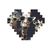 Building Block Puzzle Tre giraffe Indossare Occhiali da sole Puzzle di mattoni personalizzati per adulti Mattoni da costruzione Puzzle 3D Blocchi di cuore Puzzle Mattoni Novità Mattoni Puzzle per la