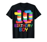 Building Bricks 10th Birthday Boy Dieci Anni Maestro Builder Maglietta