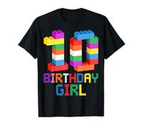 Building Bricks 10th Birthday Girl Dieci Anni Maestro Builder Maglietta