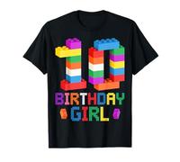 Building Bricks 10th Birthday Girl Dieci Anni Maestro Builder Maglietta