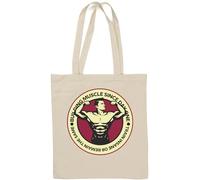 Building Muscle Since Day One Train Insane or Remain The Same Bodybuilder Flex Borsa tote in cotone naturale bianco