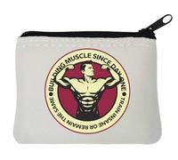 Building Muscle Since Day One Train Insane or Remain The Same Bodybuilder Flex Neoprene portamonete 10 x 11 cm bianco