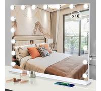 Buildonely Specchio da Trucco Hollywood con 14 Luci LED Regolabili, 3 Modalità, Caricatore USB e Type C, Memoria Intelligente, Controllo Touch, 50x42 cm, Bianco