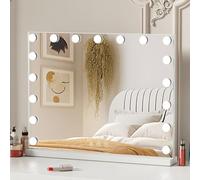 Buildonely Specchio da Trucco Hollywood con 17 Luci LED Regolabili, 3 Modalità, Caricatore USB e Type C, Memoria Intelligente, Controllo Touch, 70x55 cm, Montaggio a Parete, Bianco