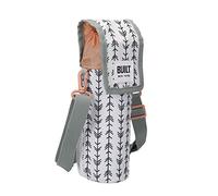 BUILT Borsa Termica per Bottiglia con Tracolla a Strappo, 100% Poliestere con Fodera per Alimenti in PEVA, Design 'Belle Vie', Bianco, 9 cm x 11 cm x 25 cm