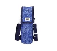 BUILT Borsa Termica per Bottiglia con Tracolla a Strappo, 100% Poliestere con Fodera per Alimenti in PEVA, Design 'Abundance', Blu Navy, 9 cm x 11 cm x 25 cm
