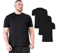 BUILT DIFFERENT All Black - Confezione da 3 magliette Big & Tall da uomo, girocollo di alta qualità, in morbido misto cotone, taglie da XL a 5XL, vestibilità classica, Nero , XXL plus tall