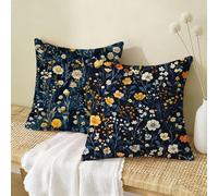 Buio Federe Cuscini Divano 80x80CM Fiore Set di 2,Copricuscino Impermeabile Federe Lino con Cerniera Invisibile Stampa Fronte-Retro,Comfort Traspiranti Copricuscini per Primavera Home Decoration X-32