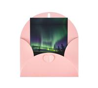 Buio Northern Lights Stampa Biglietti con buste, Verticale Amore Fibbia Vuota Perla Carta Imballaggio Vacanza Auguri