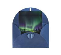 Buio Northern Lights Stampa Biglietti con buste, Verticale Amore Fibbia Vuota Perla Carta Imballaggio Vacanza Auguri