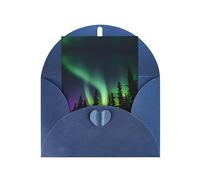 Buio Northern Lights Stampa Stampa Biglietti Con Buste, Verticale Amore Fibbia Vuota Perla Carta Imballaggio Vacanza Auguri