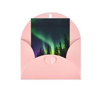 Buio Northern Lights Stampa Stampa Biglietti Con Buste, Verticale Amore Fibbia Vuota Perla Carta Imballaggio Vacanza Auguri