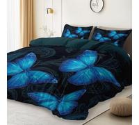 Buio Reversibile Bifacciale Copripiumino con Cerniere, Fantasy Artistico Farfalla Stampa Materiale Anti-Piega e Lavabile Copripiumini, 220 x 240 cm Microfibra Copripiumino Comodo Traspirante
