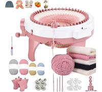 Buithafu Macchina per maglieria, 48 aghi Smart Weaving Round Loom, macchina per maglieria, tavola rotante, doppia maglia, kit per adulti, bambini, fai da te