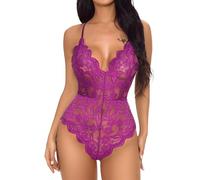 Buitifo Babydoll Lingerie Sexy Donna Body Sleepwear V Profondo Completi Intimi Pizzo（purple1,XL