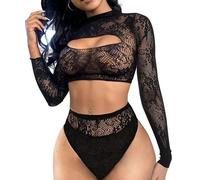 Buitifo Completo Intimo Lingerie Donna Babydoll Bodysuit Costume da Notte Sexy(Nero,Taglia Unica)