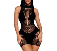 Buitifo Donna Lingerie Bodysuit Fishnet Bodystocking Sexy Jumpsuit Romper(Nero bx,M)