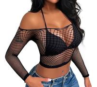 Buitifo Donne Lingerie Sexy Body mesh top Copertura della spiaggia(nero wgtop,M)