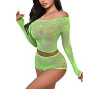 Buitifo Lingerie Donna Set Bodysuit,Biancheria da Notte Sexy,Costume da Teschio, per Halloween(verde GT,Taglia Unica)