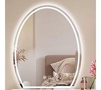 BUJOG Specchio da bagno a LED Specchio per il trucco illuminato per parete Specchio ovale retroilluminato dimmerabile Touch Control Specchio da appendere infrangibile con memoria antiappannamento