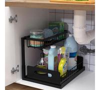 bukfen, Organizer sottolavello, organizer per mobiletto estraibile a 2 livelli, ripiano scorrevole sottopensile, multiuso per organizer e contenitori sottolavello da cucina e bagno