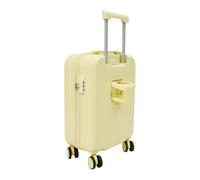 BUKGOCUMN Bagaglio a mano con supporto per telefono e caricabatterie, valigia da viaggio universale con ruote bagaglio grande a scacchi per turismo, viaggi d'affari, vacanze, Giallo chiaro, 50,80 cm
