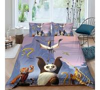 BuKhop Copripiumino Kung Fu panda,3D panda Set Di Biancheria Da Letto Per 3 Pezzi Copripiumino Con Motivo, Incluso Copripiumino E Federe Double(200x200cm)